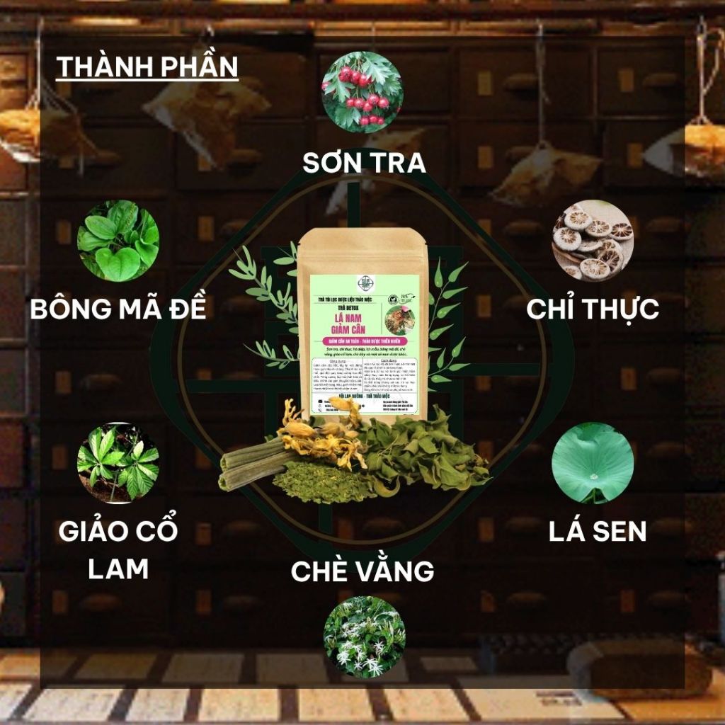 Trà túi lọc lá nam 10 vị - Bội Lan Đường - thải mỡ hủy mỡ, giảm cân không mất nước - Túi 50 lọc