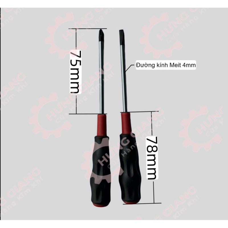 Tô Vít 1 Đầu Có Nam Châm, Tô Vít Sọc Thân 4*100mm (+) (-)