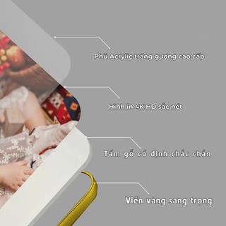 Tranh Bác Hồ kính yêu, chất liệu in gỗ tráng gương bọc viền cao cấp, in hình theo yêu cầu