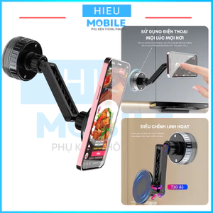 Giá đỡ điện thoại hút chân không nam châm có trục nối dài cho gạch men, cửa kính ô tô...