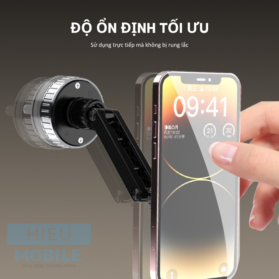 Giá đỡ điện thoại hút chân không nam châm có trục nối dài cho gạch men, cửa kính ô tô...