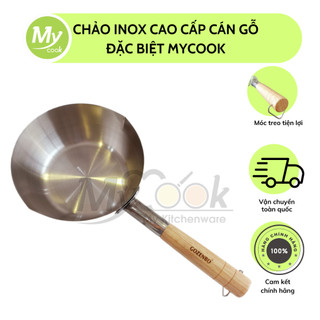 Quánh Inox 304 Cán Gỗ Cao Cấp MyCook Quánh Inox không gỉ, Chảo Inox Lòng Sâu