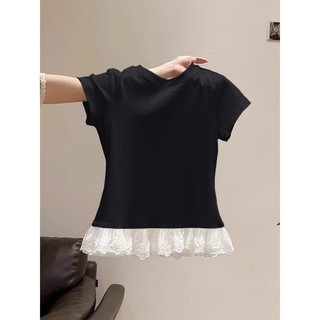 Áo Thun Cổ Tròn Tshirt Nữ Gấu Ren Cổ Tròn Ngắn Tay Chất Vải Thun Cotton WAT005