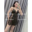 HT214 Váy ngủ sexy phối ren hông xuyên thấu kèm ĐỆM LÓT, đồ ngủ lụa dáng xoè tôn dáng HT214