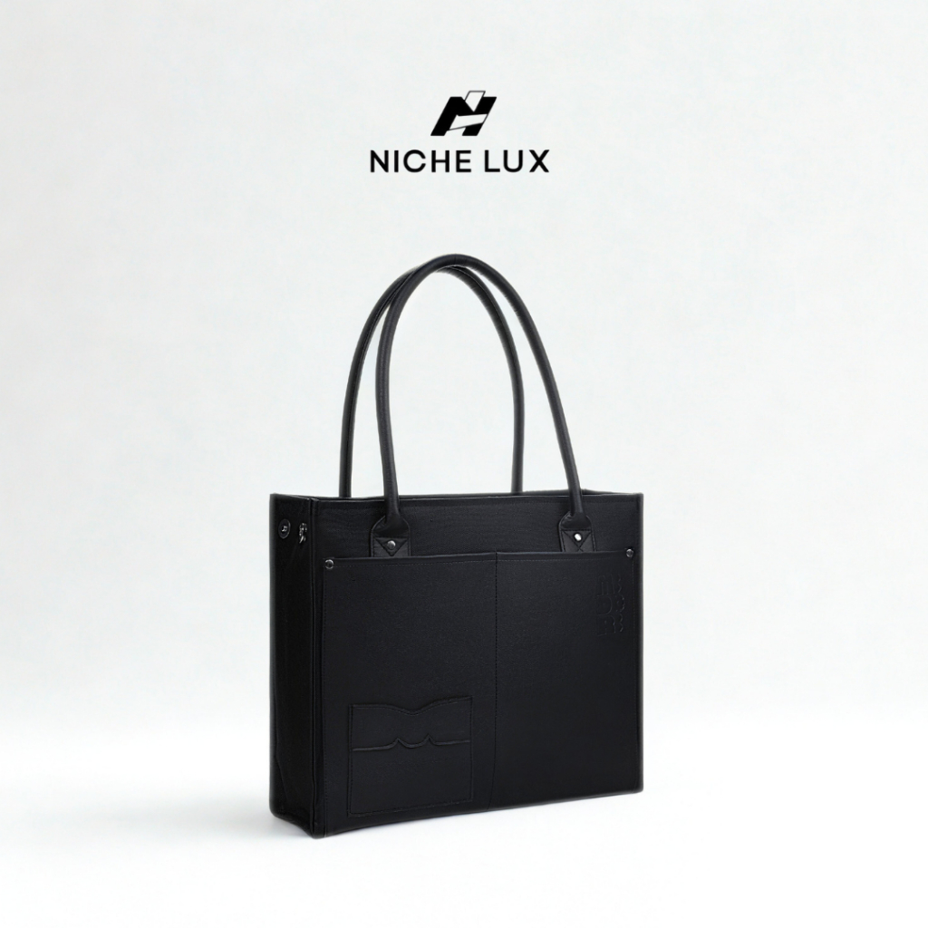 Túi Xách Jammie Tote Nam Nữ Vải Phối Da PU Đeo Vai Đựng Laptop Đi Học Làm | NICHE LUXURY