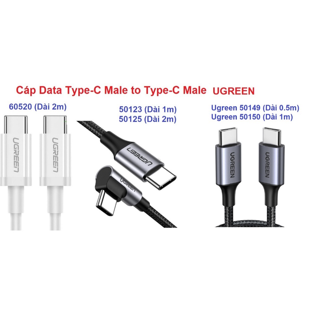 Cáp Data Type-C to Type-C Male ( 60520,50123,50125,50149,50150 ) UGREEN ...