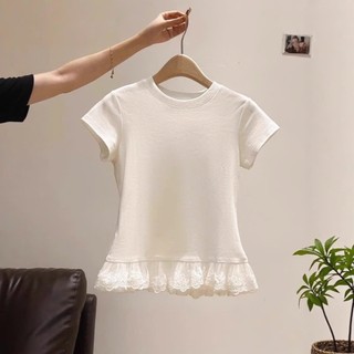 Áo Thun Cổ Tròn Tshirt Nữ Gấu Ren Cổ Tròn Ngắn Tay Chất Vải Thun Cotton WAT005