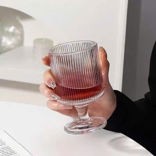 Ly Thuỷ Tinh Hoạ Tiết Sọc Có Chân 250ml | Cốc Thuỷ Tinh Đựng Kem, Sinh Tố Đá Xay, Nước Ép, cocktail, cà phê