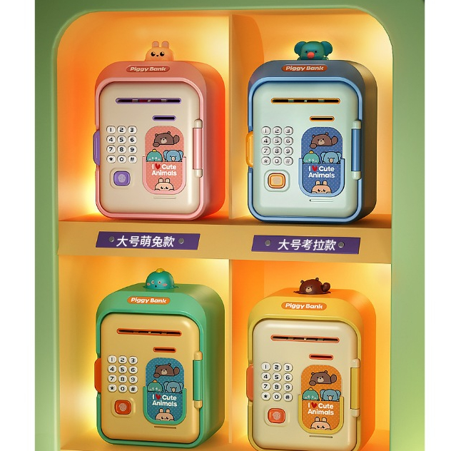 Đồ Chơi Két Sắt Mini Đựng Tiền Tiết Kiệm Tiền Thông Minh Mở Bằng Mật Khẩu Điện Tử Tai Thỏ Dễ Thương-PUPU HOUSE