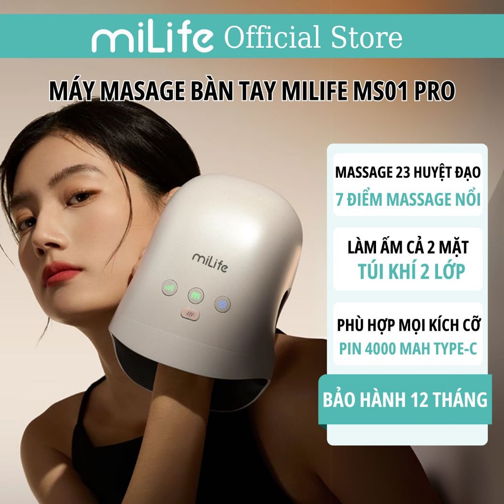 Máy massage tay miLife MS01 giảm đau nhức mỏi, chườm nóng | Shopee Việt Nam