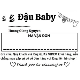 50 Phiếu ghi mã đơn hàng theo tên shop có sẵn keo dán kích thước 10x7cm