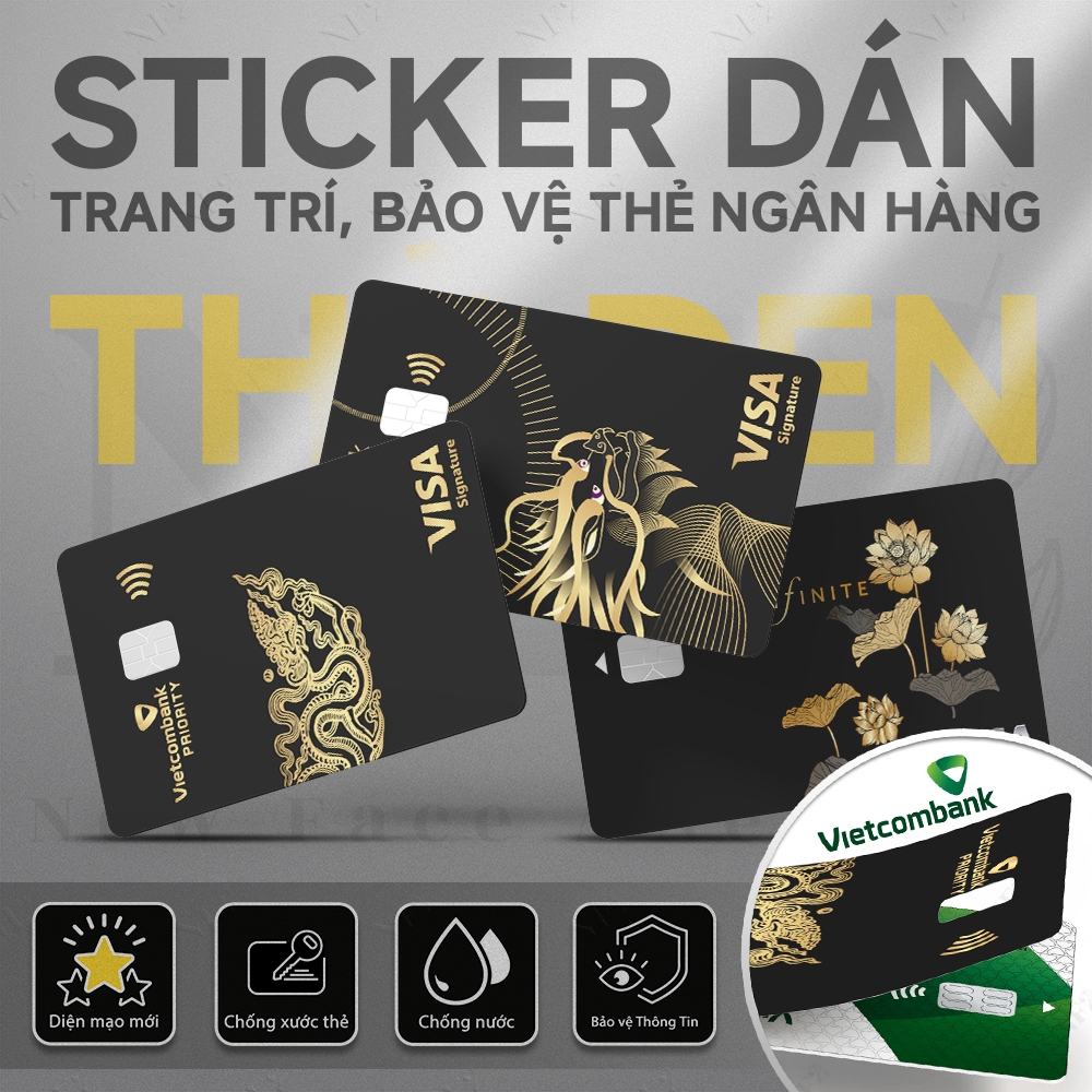 MIẾNG DÁN THẺ ĐEN - Decal Sticker Trang Trí Thẻ ATM (Thẻ Chung Cư, Thẻ Xe..) - NF2