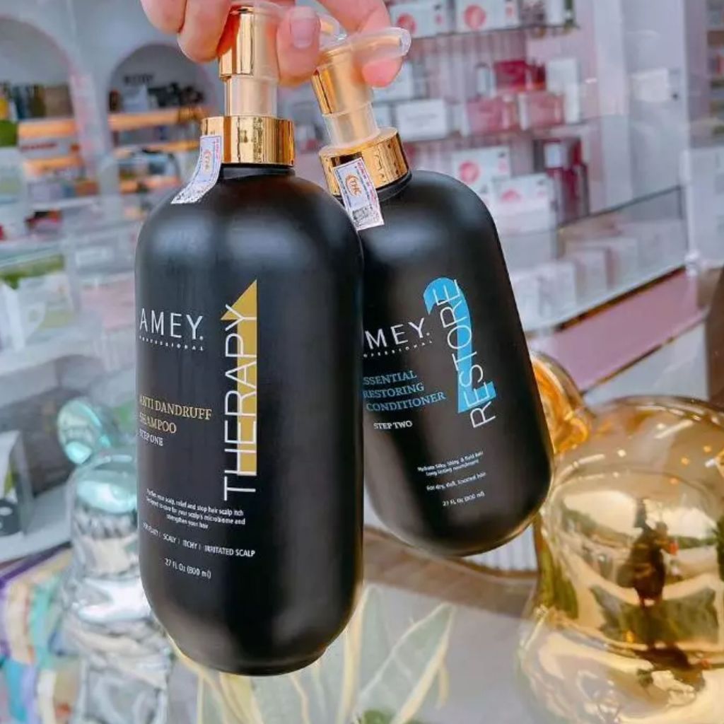 Cặp Dầu Gội Xả AMEY Therapy Restore 800ml/Chai | Hỗ Trợ Sạch Gàu, Giảm Ngứa, Tóc Mềm Mượt.