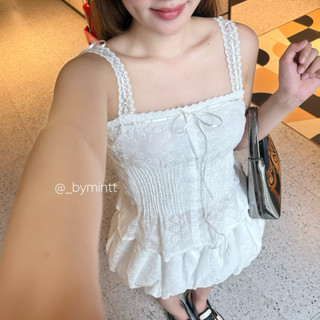 LACCI TOP | Áo hai dây phối ren phong cách cổ điển, nữ tính | Bymintt