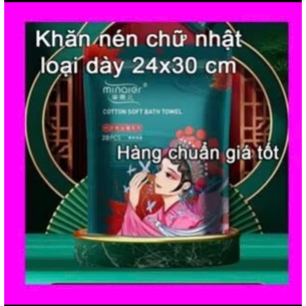 Khăn giấy nén du lịch, khăn nén rửa mặt cotton MINAIER cao cấp thiết kế hình viên kẹo chữ nhật đa năng tiện lợi 1 Gói 20