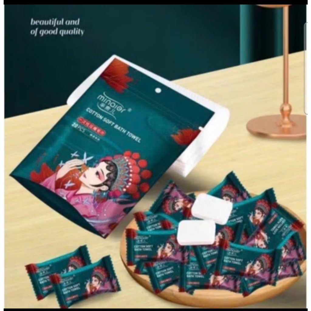 Khăn giấy nén du lịch, khăn nén rửa mặt cotton MINAIER cao cấp thiết kế hình viên kẹo chữ nhật đa năng tiện lợi 1 Gói 20