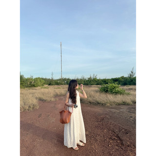 Đầm cộc tay thô boi in hoa nhí dáng dài Ma Vie