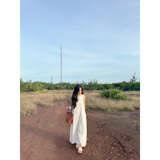Đầm cộc tay thô boi in hoa nhí dáng dài Ma Vie