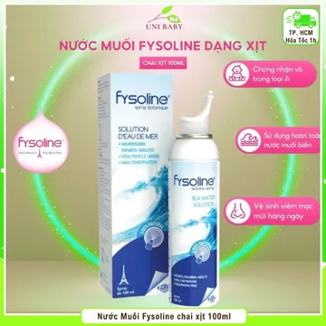 Nước muối sinh lý Fysoline Pháp, chai dạng xịt 100ml dung dịch nước muối biển sâu cho bé