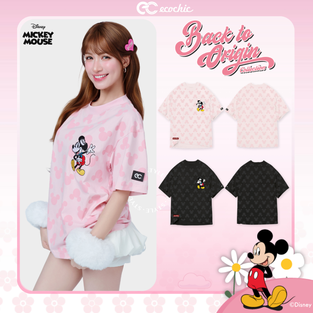 Áo Thun Oversize ECOCHIC TS013 ICONIC MICKEY Chính Hãng Bản Quyền Disney MICKEY COLLECTION