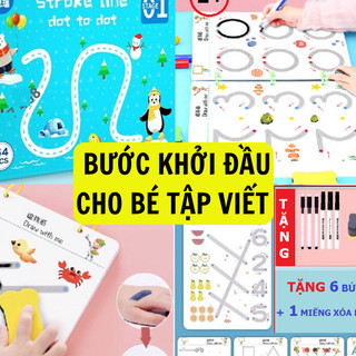 [Kho sỉ] Tập tô vẽ thông minh xoá được montessori, Tập Viết Xóa Được, đồ chơi giáo dục sớm Rèn Tính Kiên Trì- 64tr + B