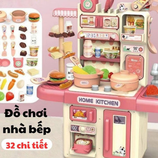 [Kho sỉ] Bộ nấu ăn 2 tầng có phun khói kèm nhiều phụ kiện dễ thương - Đồ chơi nhập vai đầu bếp nấu ăn cho bé gái Happy