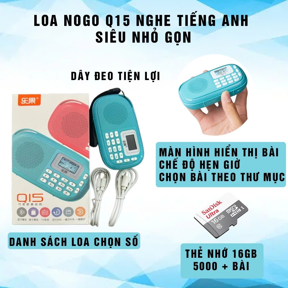 Loa Nogo Q15 Plus kèm Thẻ nhớ File Nghe 16GB cho bé học Tiếng Anh ...