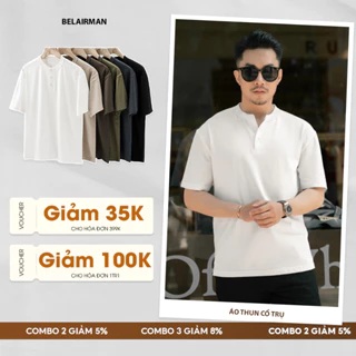 Áo thun nam trơn cổ trụ COTA vải Cotton co giãn, thấm hút mồ hôi, chuẩn form - BELAIRMAN