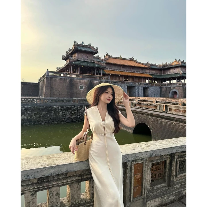 Đầm lụa dáng dài, Váy lụa dáng dài cổ V cột nơ form dài dự tiệc, Váy lụa Hàn Châu cao cấp sang chảnh tôn dáng gợi cảm