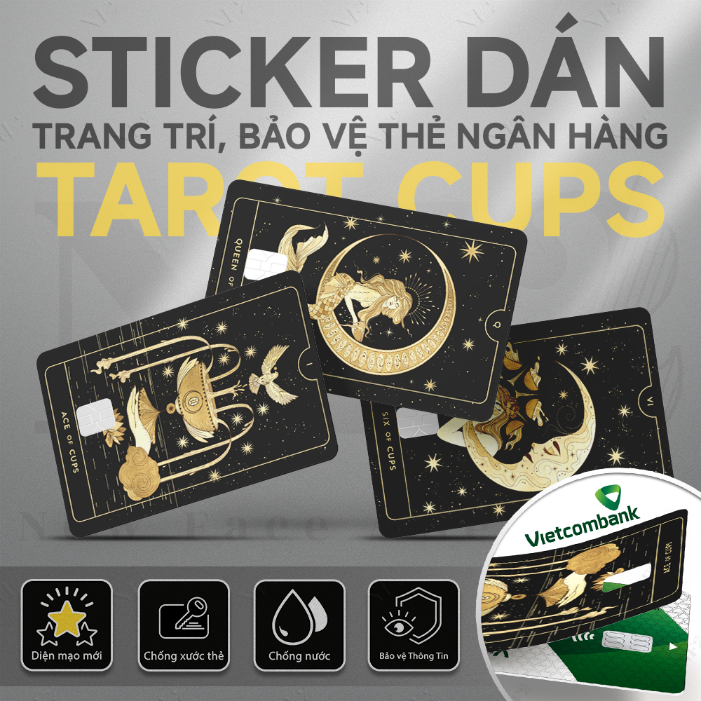 Miếng Dán Trang Trí TAROT CUPS (BỘ 1) - Sticker Thẻ ATM (Thẻ Chung Cư, Thẻ Xe, Debit, Credit) NF2