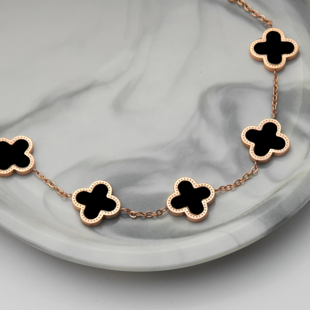 [ HỢP KIM BẠC] Vòng tay nữ IMOON Five Four Leaf Clovers Bracelet Silver , lắc tay cỏ 4 lá IMOON009