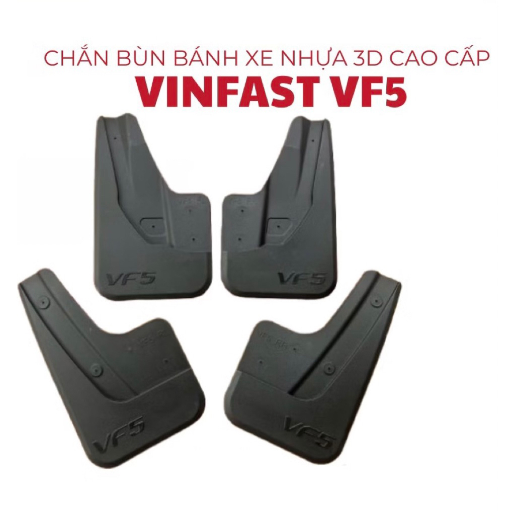 Chắn bùn bánh xe Vinfat VF5 - chất liệu nhựa dẻo độ bền cao gồm 04 chi tiết kèm ốc vít