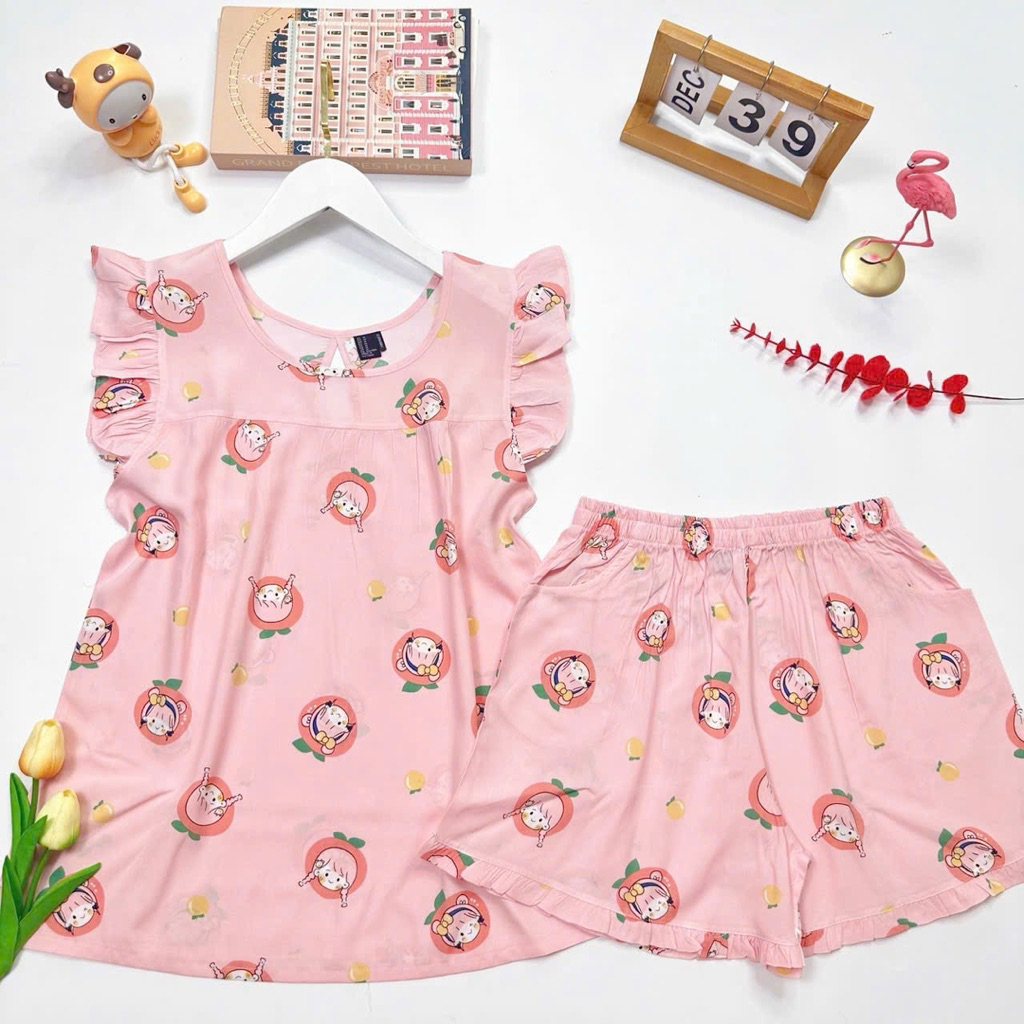 Đồ bộ tole lanh nữ đùi cánh tiên, bộ lanh mặc nhà F21 VNXK 40-70kg - Trúc Nhiên Boutique