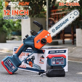 Máy Cưa Xích Pin Boshun 12 inch Không Chổi Than Lam Dài 12 inch Chân Pin Phổ Thông M21 Bảo Hành 6 Tháng