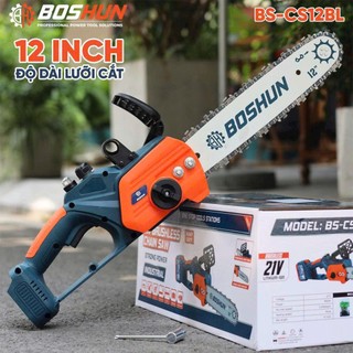 Máy Cưa Xích Pin Boshun 12 inch Không Chổi Than Lam Dài 12 inch Chân Pin Phổ Thông M21 Bảo Hành 6 Tháng