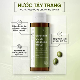 Nước Tẩy Trang Làm Sạch Dịu Nhẹ, Cấp Ẩm DrCeutics Ultra-mild Olive Cleansing Water (480ml, 500ml)
