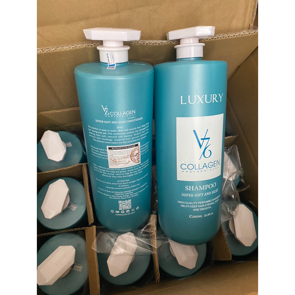 [CHÍNH HÃNG] Cặp Gội Xả Phục Hồi Tóc, Bộ Gội Xả V76 Collagen Italy 2000ml Bảo Vệ Tóc Chắc Khỏe