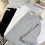 Áo phông cổ tim nữ trơn unisex chất liệu vải cotton thấm hút mồ hôi