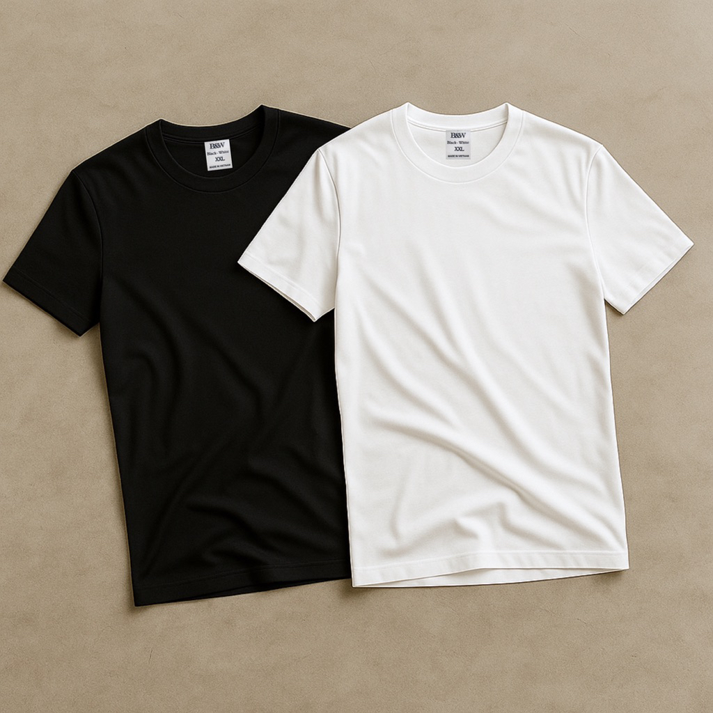 Combo 2 Áo Trơn Basic – Cotton Lạnh Co Giãn 4 Chiều, Form Slimfit, Không Kén Dáng