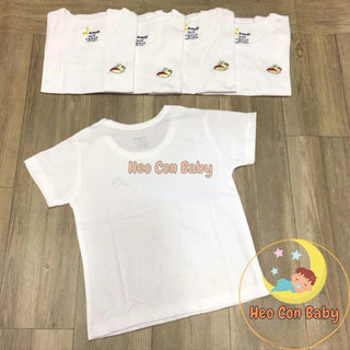 [Combo 5] Áo Thun Tay Ngắn Cho Bé Cotton Trắng – Mặc Mát Ngày Hè, Co Giãn 4 Chiều (8–25kg)