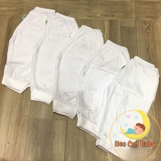 [Combo 5] Quần dài cho bé sơ sinh màu trắng ống bo (3-13kg)/ Quần cotton mềm mát cho bé