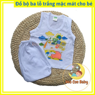 Đồ bộ ba lỗ cho bé / Bộ ba lỗ cotton trắng em bé mặc mát.(5-15kg)