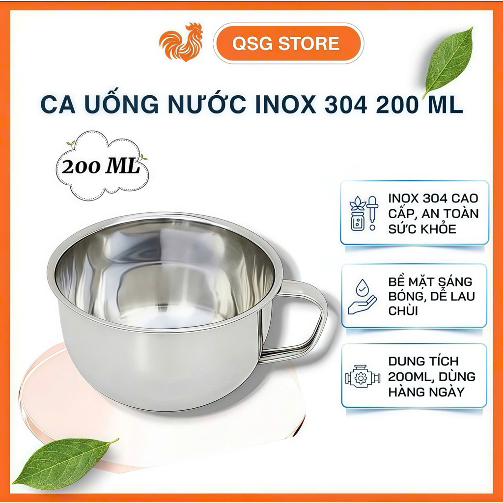 Ca Inox 200 ML QSG Dùng Để Uống Nước Trà Cà Phê – Cốc Uống Nước Inox ...