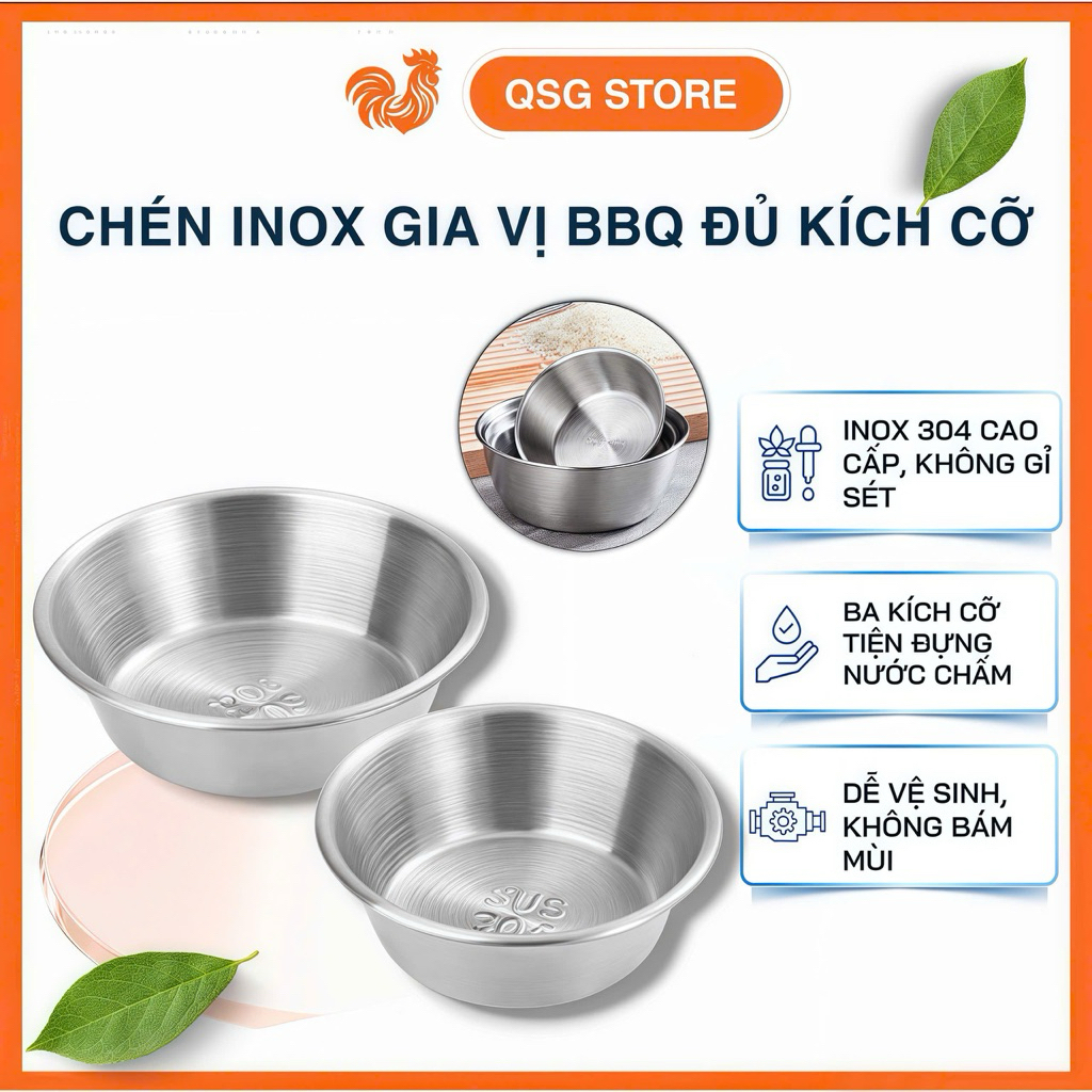 Chén Inox QSG Đựng Sốt Chấm BBQ , Phô Mai - Bát Inox 304 Cao Cấp Đựng ...