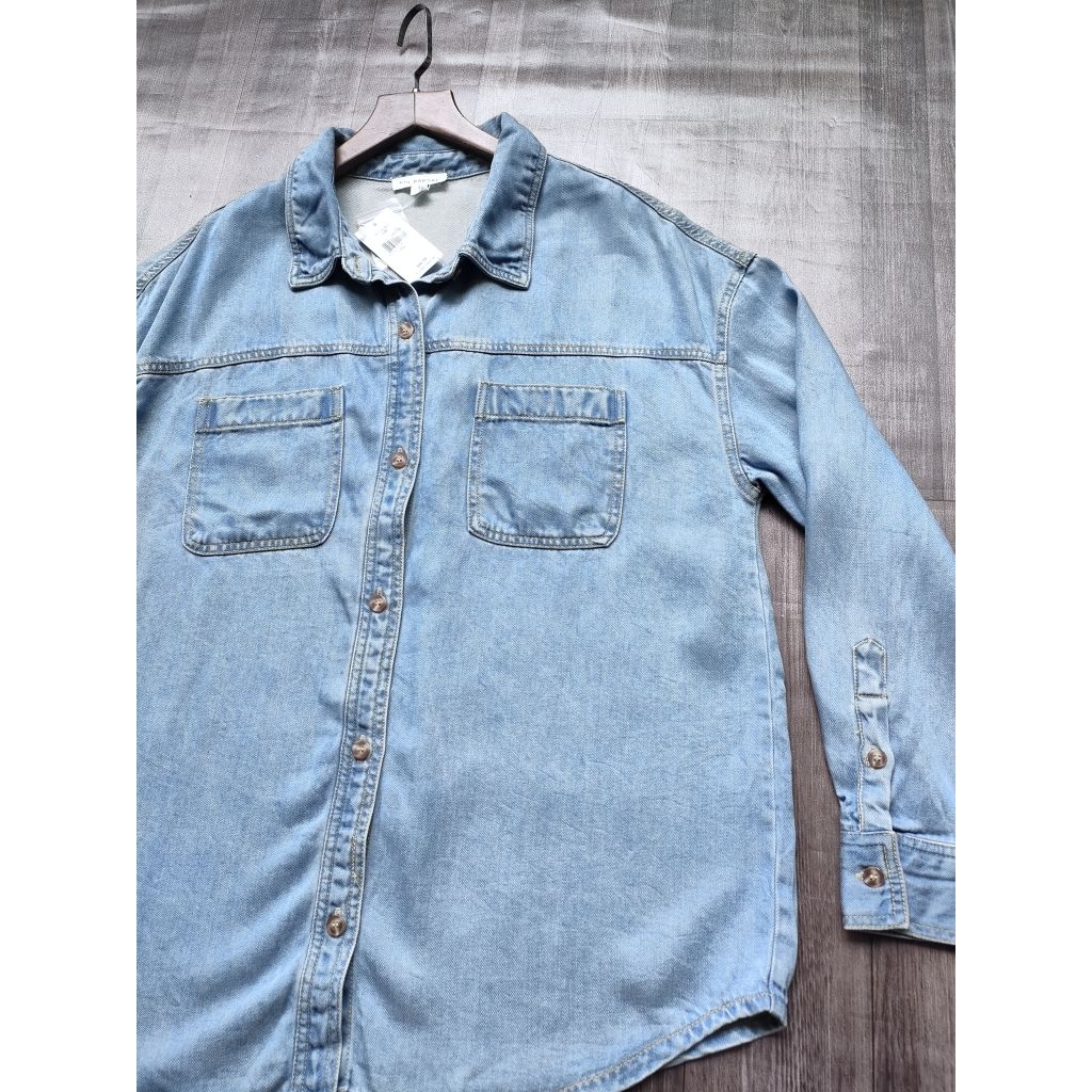 (BomoHouse) Áo, khoác jean nữ form rộng tay dài BluPepper* bigsize VNXK - dư xịn