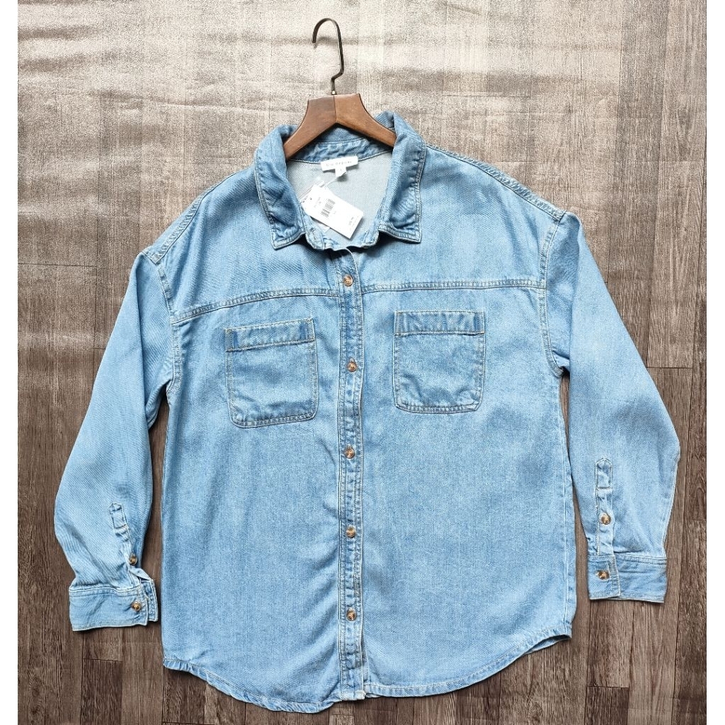 (BomoHouse) Áo, khoác jean nữ form rộng tay dài BluPepper* bigsize VNXK - dư xịn