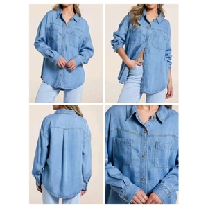 Áo, khoác jean nữ form rộng tay dài BluPepper* bigsize VNXK - dư xịn