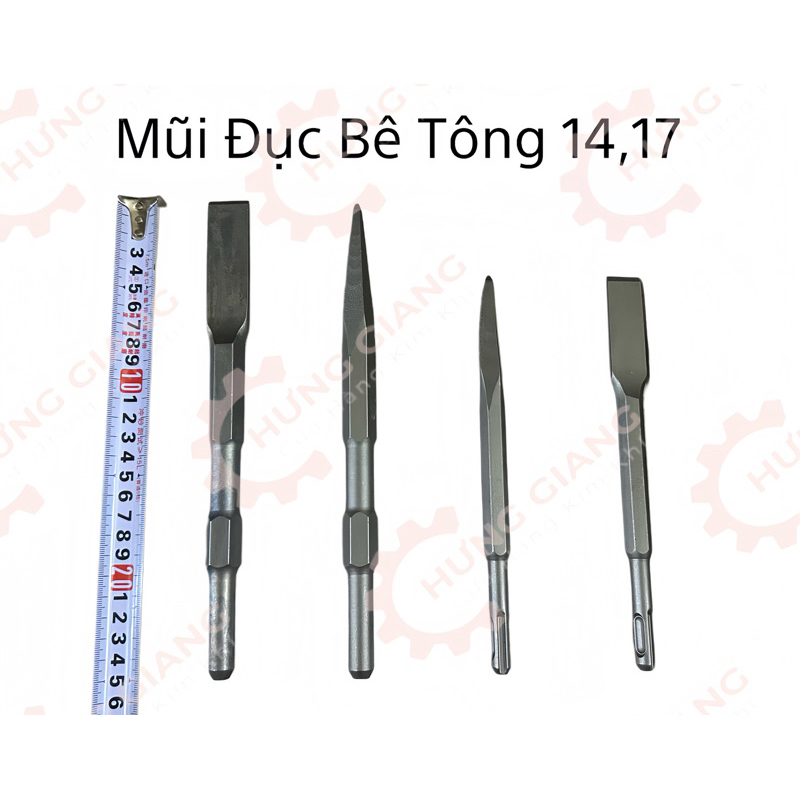 Mũi Đục Bê Tông Phi 14 Phi 17 Nhọn Và Dẹt
