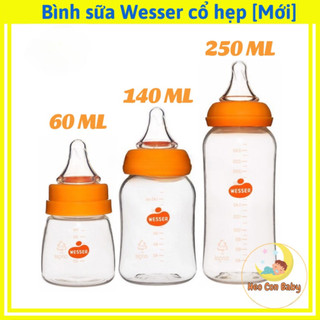 [MẪU MỚI] Bình sữa Wesser cổ hẹp nhựa PP không BPA có van chống sặc - 60ml/140ml/250ml