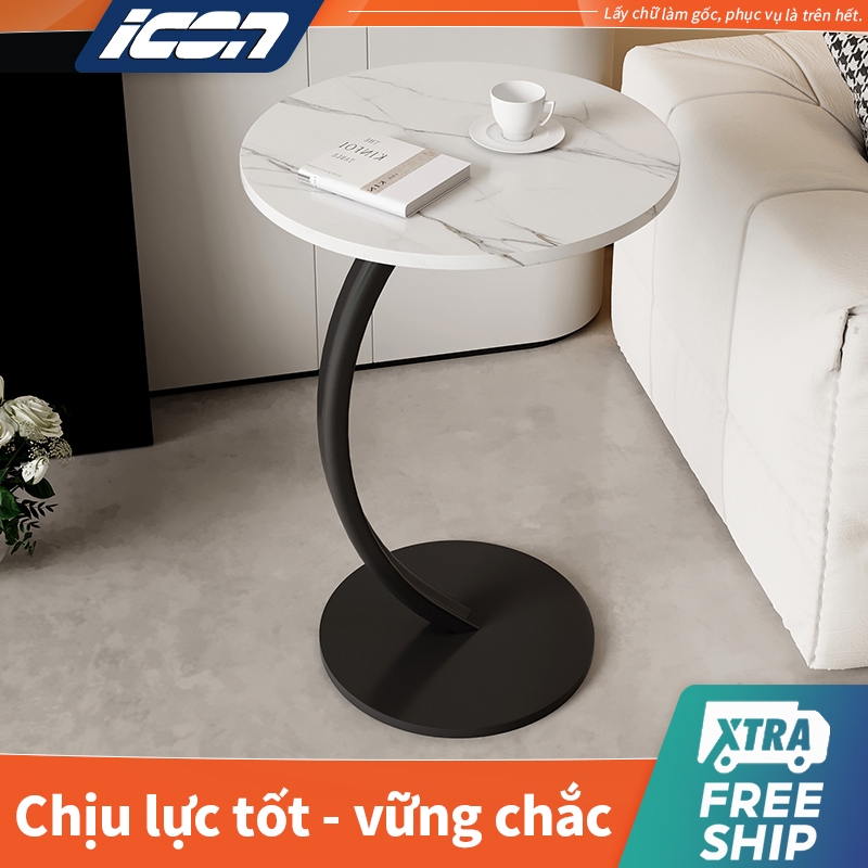 Bàn trà tròn đa năng ICON chân sắt - Gỗ MDF chống ẩm - Decor phòng khách, ban công, đầu giường